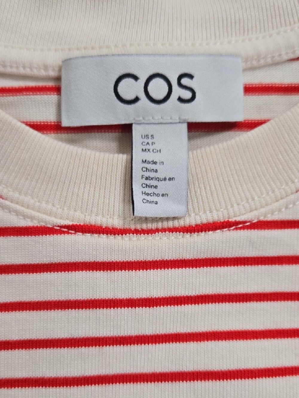 COS White Tee with Red Stripes - Picture 2 of 2